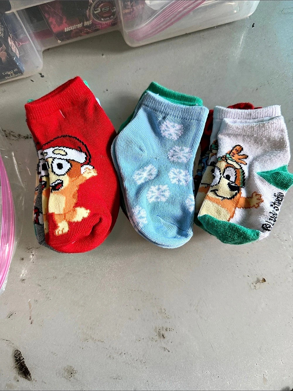 Kids bluey Socks 3-Pair Set Red & Green